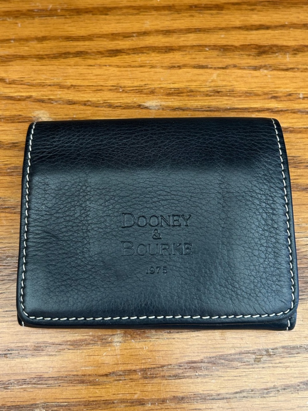Vintage Dooney and Bourke Black Leather Trifold Snap Wallet